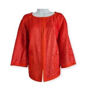 $395 Anne Klein 100% Silk Bolero Jacket Size 6P Petite Red Christmas Valentines